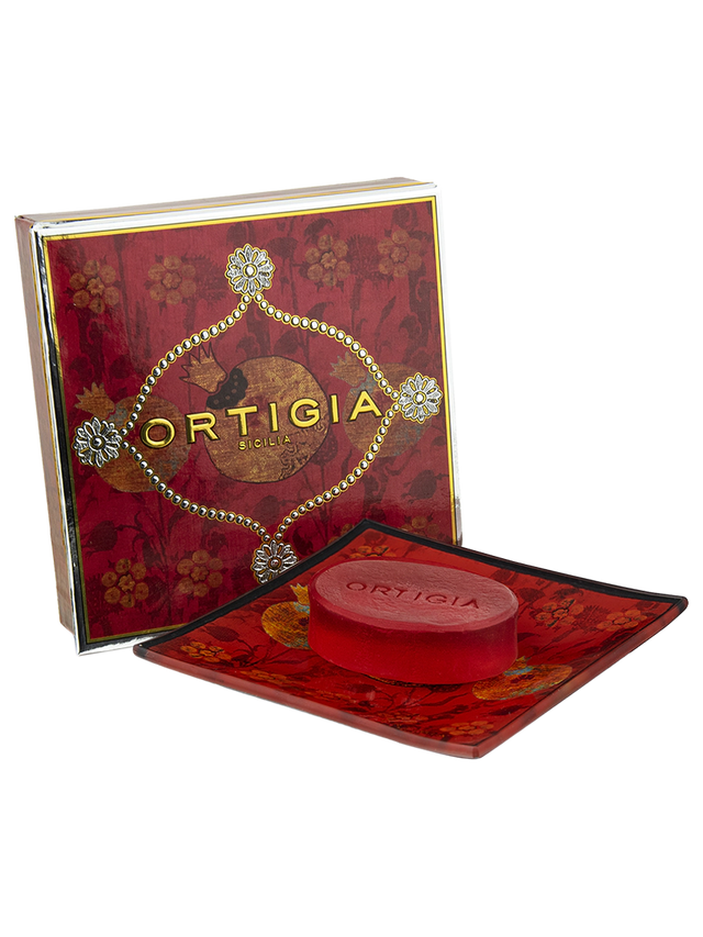 Melograno piattino vetro con sapone